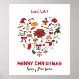Minimalist Christmas and New Year Happy   Cute Poster