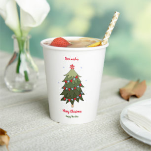 Minimalist Christmas and New Year Happy Paper Cups