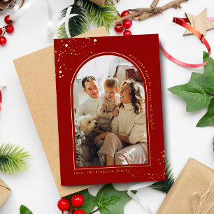 Minimalist Christmas Arch Photo Frame Real Foil Holiday Card