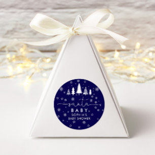 Minimalist Christmas Baby Shower Classic Round Sticker