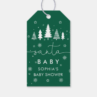 Minimalist Christmas Baby Shower Green Gift Tags