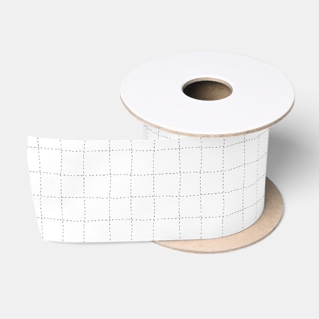 Minimalist Christmas Black & White Dotted Lines Satin Ribbon (Spool)