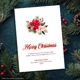 Minimalist Christmas Bouquet Holiday Greeting Card