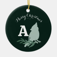 Minimalist Christmas Cardinal Monogram Photo