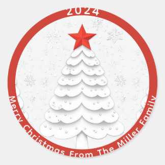 Minimalist Christmas Classic Round Sticker