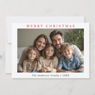 Minimalist Christmas Custom Photo Blue Holiday Card