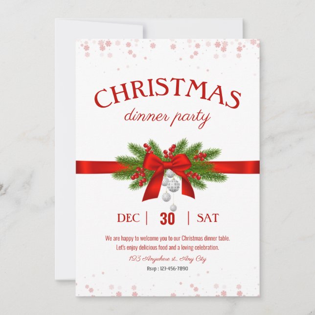 Minimalist christmas dinner party invitation (Front)