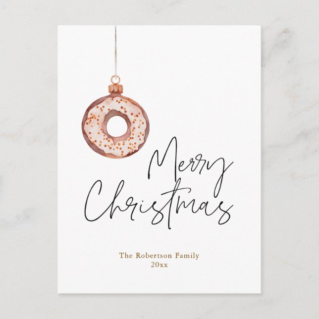 Minimalist Christmas Doughnut Ornament Holiday Postcard (Front)