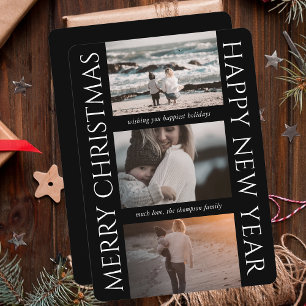 Minimalist Christmas Elegant Simple Photo Collage Holiday Card