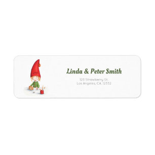 Minimalist Christmas Elf working Return Address
