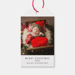 Minimalist Christmas Family Baby Photo, Holidays Gift Tags