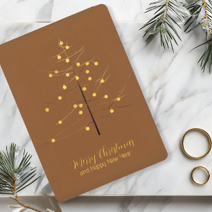 Minimalist Christmas Glowing Lights on Simple Tree Holiday Card