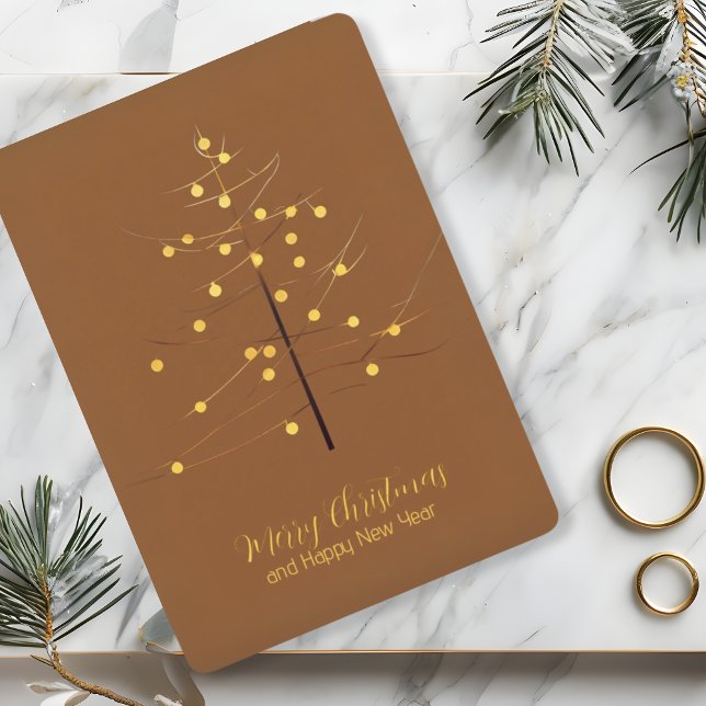 Minimalist Christmas Glowing Lights on Simple Tree Holiday Card (Creator Uploaded)