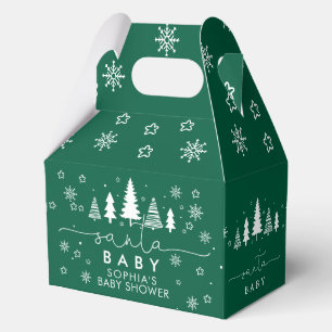Minimalist Christmas Green Baby Shower Favor Box