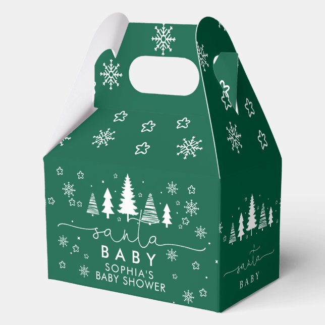 Minimalist Christmas Green Baby Shower Favor Box (Front)