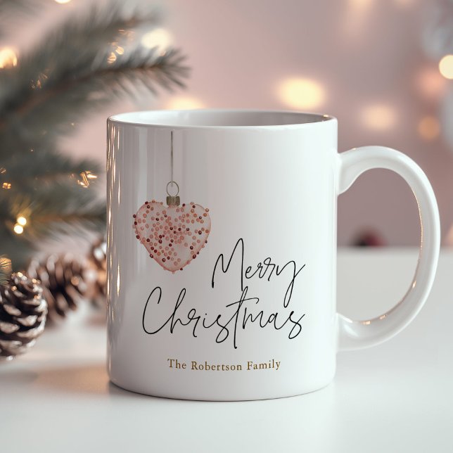 Minimalist Christmas Heart Ornament Coffee Mug (Creator Uploaded)