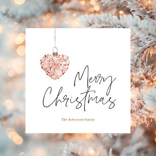 Minimalist Christmas Heart Ornament Holiday Card