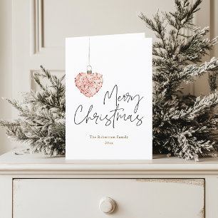 Minimalist Christmas Heart Ornament  Holiday Card
