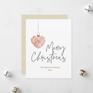 Minimalist Christmas Heart Ornament  Holiday Card