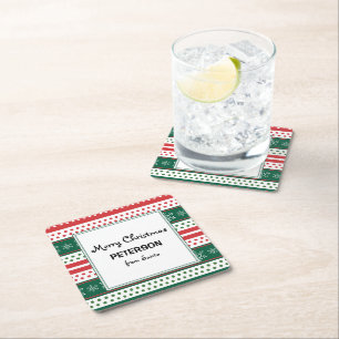Minimalist Christmas holiday Square Paper Coaster