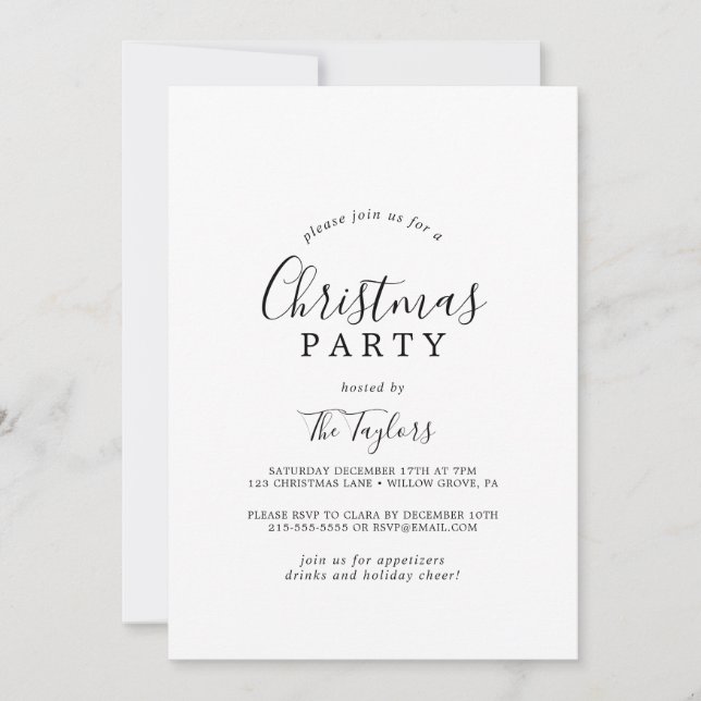 Minimalist Christmas Party Typography Invitation (Front)
