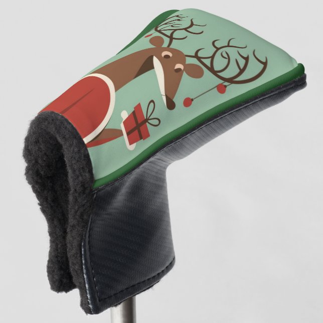 Minimalist Christmas reindeer gift present holiday Golf Head Cover (3/4 Front)