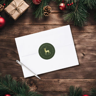 Minimalist Christmas Reindeer Return Address Classic Round Sticker
