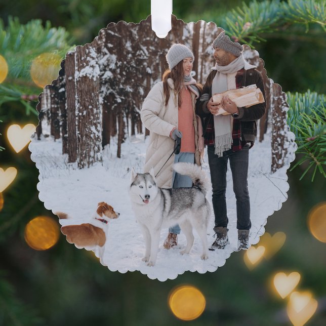 Minimalist Christmas | Scandi Slate Grey Photo Ornament Card (Creator Uploaded)