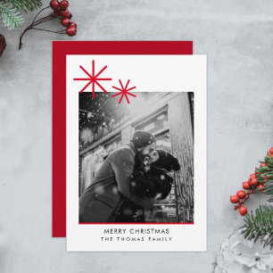 Minimalist Christmas Simple Red Photo Holiday Card