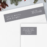 Minimalist Christmas Slate Gray Return Address Wrap Around Label<br><div class="desc">A stylish modern holiday wrap around return address label with a handwritten script font for your family name in white with a slate gray feature color in a 'scandi' scandinavian design style. The name and address can be easily customized for a personal touch. A trendy, minimalist and contemporary design to...</div>