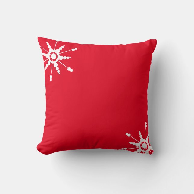 Minimalist Christmas Snowflakes Festive Reversible Throw Pillow (Front)