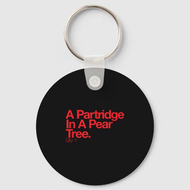 Minimalist Christmas T Shirt - Partridge In A Pear Keychain (Front)