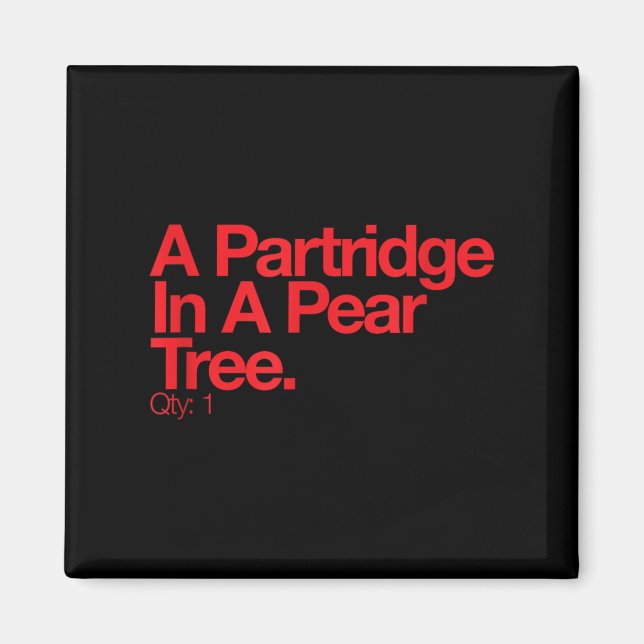 Minimalist Christmas T Shirt - Partridge In A Pear Magnet (Front)
