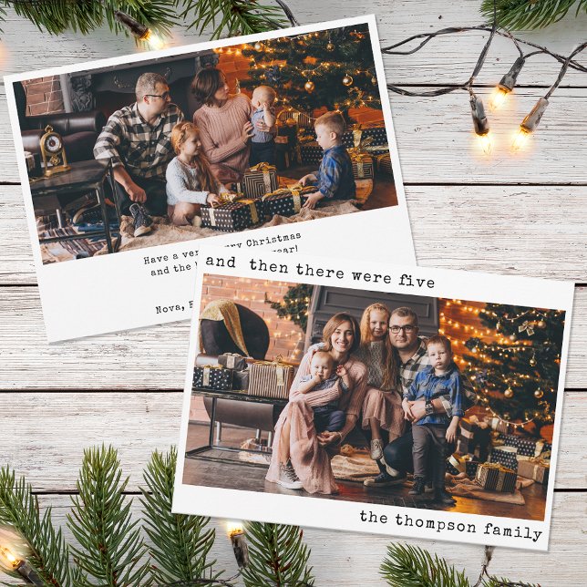 Minimalist Christmas Then There Were Five Family Holiday Card (Creator Uploaded)