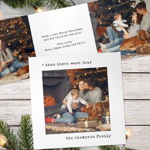 Minimalist Christmas Then There Were Four Family Tri-Fold Holiday Card