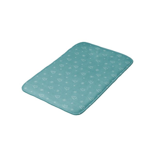 Minimalist Christmas Tree and Snowflake Pattern Bath Mat (Angled)