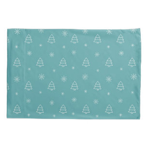 Minimalist Christmas Tree and Snowflake Pattern Pillowcase