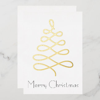 Minimalist Christmas Tree Christmas Card in Gold