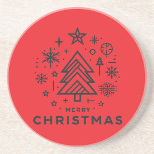 Minimalist Christmas Tree Merry Christmas Design Coaster