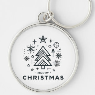 Minimalist Christmas Tree Merry Christmas Design Keychain