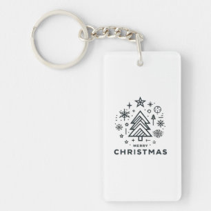 Minimalist Christmas Tree Merry Christmas Design Keychain