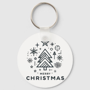 Minimalist Christmas Tree Merry Christmas Design Keychain