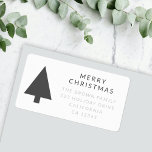 Minimalist Christmas Tree | Simple Return Address Label<br><div class="desc">Minimalist, bold and simple christmas tree silhouette design holiday labels in a 'scandi' scandinavian design style. The modern, minimal and bold design stands out from traditional christmas designs and is the perfect choice for the festive season. Can be easily personalized with your holiday message and return address details. In striking...</div>