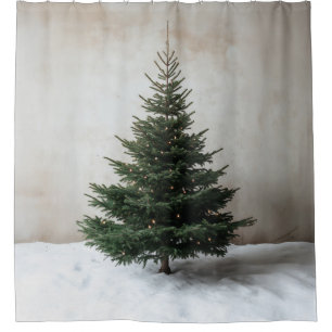 Minimalist Christmas Tree with Soft Lights on Snow