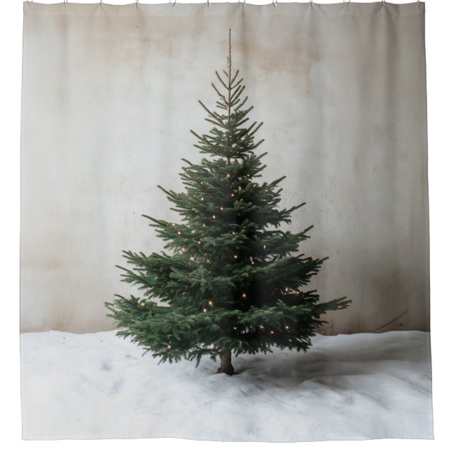 Minimalist Christmas Tree with Soft Lights on Snow (Front)