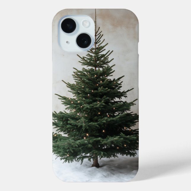 Minimalist Christmas Tree with Soft Lights on Snow Case-Mate iPhone Case (Back)