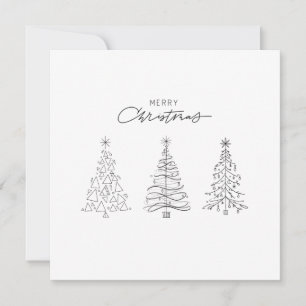 Minimalist Christmas Trees Black & White Holiday Card