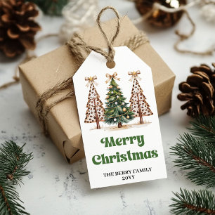 Minimalist Christmas trees earthy custom gift tags