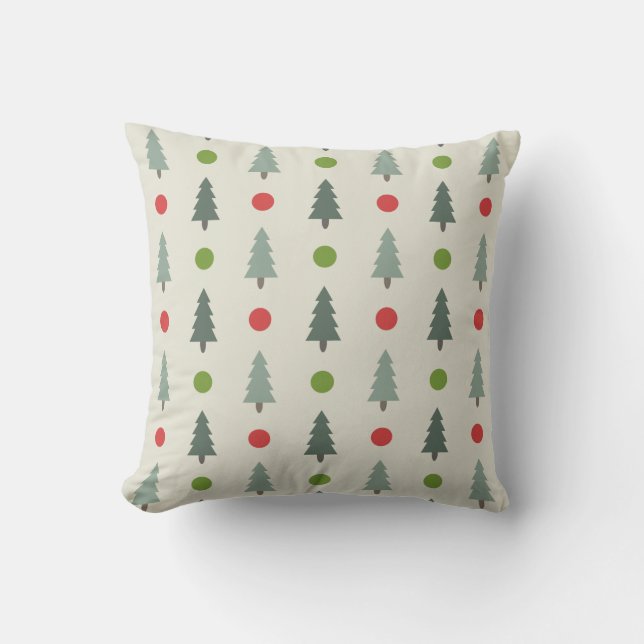 Minimalist Christmas Trees Throw Pillow (Front)