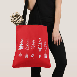 Minimalist Christmas Trees with Ornaments Tote Bag